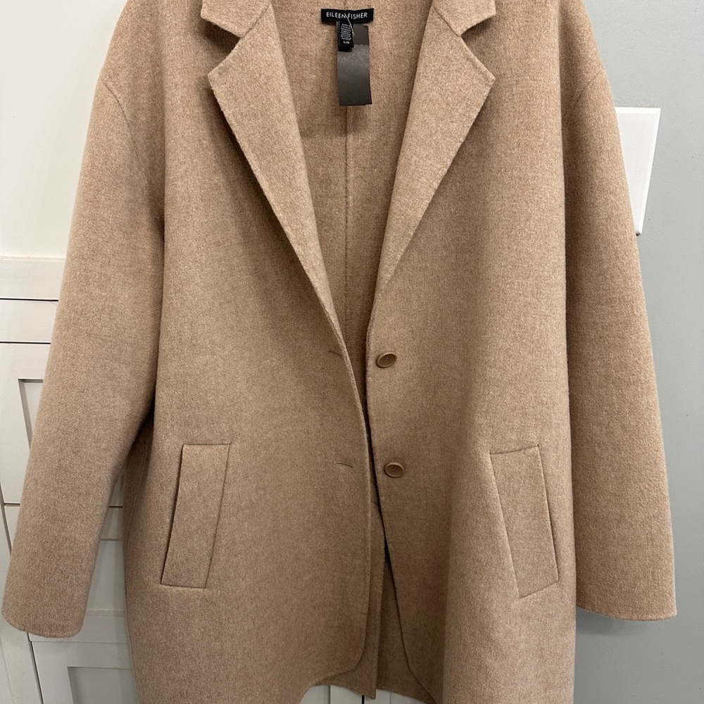 Eileen Fisher Doubleface Wool Cloud Blazer Soft Coat Large NWOT